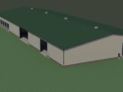 350 x 140 shed with 12 semi bays  3D model