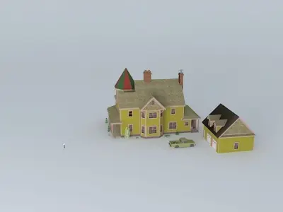 House and Garage Free 3D model