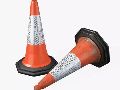 Traffic Cone Low-poly 3D model 41