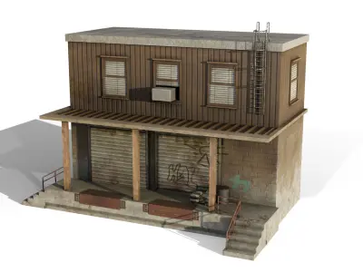Warehouse Building Low Poly Low-poly 3D model