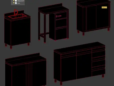 Restaurant Technology Zone Set Low-poly 3D model