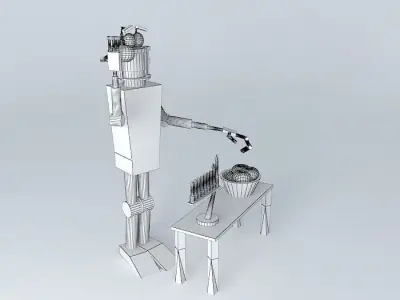 Hanukkah robot making food on table Free 3D model