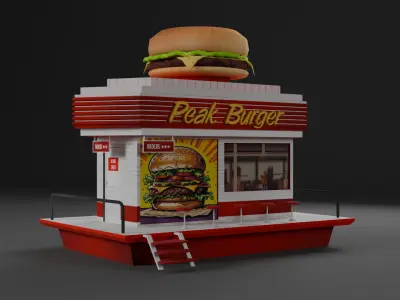 Cafe Fastfood Restaurant Pack  Low-poly 3D model