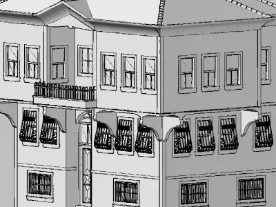 HOUSE1 house with windows and balconies Low-poly 3D model