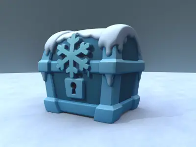 Frozen Chest - Stylized Ice Loot Box 3D Model Low-poly 3D model