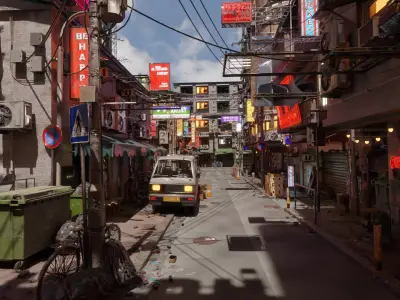 Techno Urban Streets Low-poly 3D model