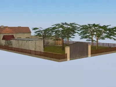 Rural household Low-poly 3D model