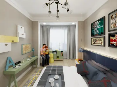 Modern Kids Room Boys Room 3D Model Low-poly 3D model