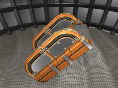 Sci-Fi Stairs - 30 - Orange Version  Low-poly 3D model