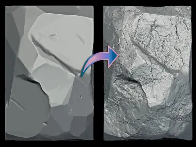 Stone Detail Brushes for Zbrush  Low-poly 3D model