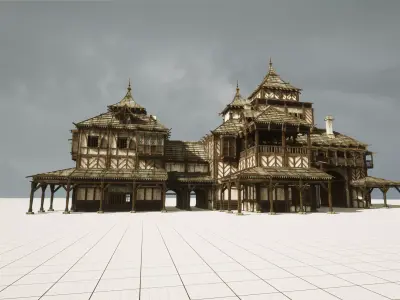 Medieval Modular House Low-poly 3D model