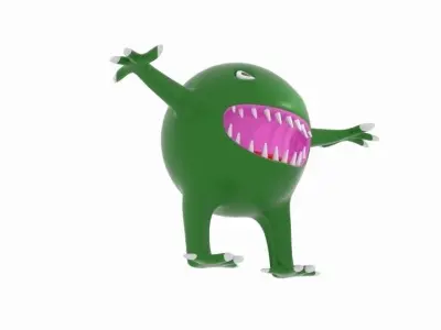 Scary Sphere Space Monster Low-poly 3D model