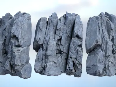 6 Modular Cliff Faces - 240909 Low-poly 3D model