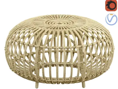 Pouf Beige rotin OTTOMAN de Sika Design 3D model