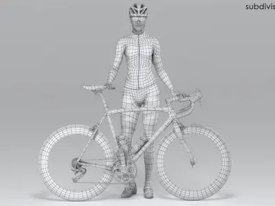  Female Cyclist Animated HQ Editorial License 