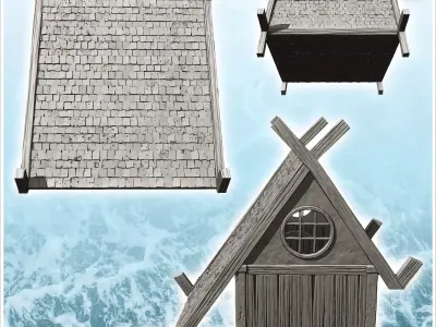 Medieval house with sloping roof and large wooden beams 18 - Med 3D print model