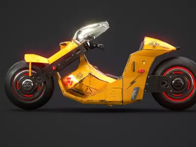 Futuristic Cyberpunk Motorcycle Sci-Fi Bike Neon City  Low-poly 3D model