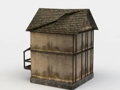 House old with balcony Low-poly 3D model