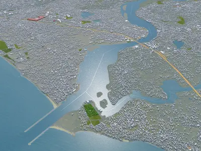 Kozhikode Kerala India 35km AI Low-poly 3D model