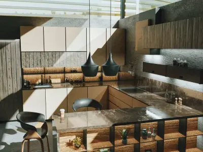 Dark Modern Kitchen 3D model