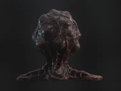 Alien biomass corruption plant Low-poly 3D model