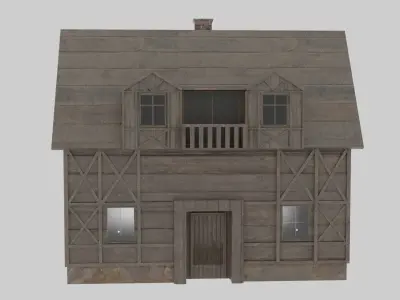 Textured Old Wooden House Low-poly 3D model