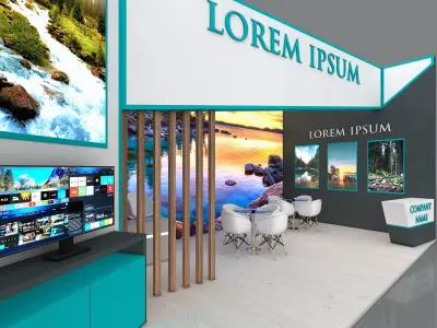 Booth Exhibition Stand Stall 8x4m Height 400 cm 1 Side Open 3D model