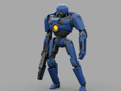 Cyborg cop  rigged 3D model