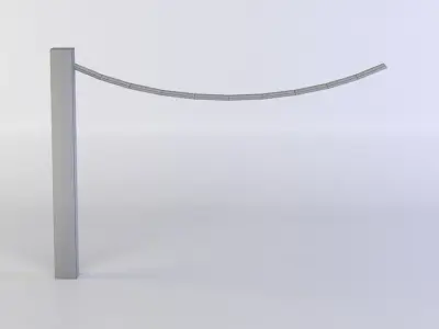 Fence segment pole with rope Low-poly 3D model