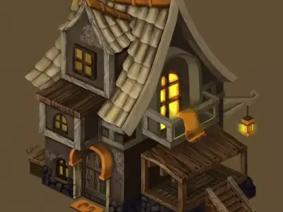 House3d old house with roof and stairs Free low-poly 3D model