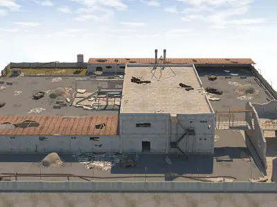 Abandoned Area - Ruined Factory  Low-poly 3D model