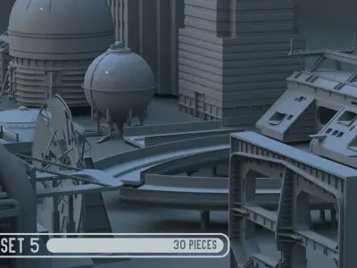 Scifi dressing kitbash set 5 Low-poly 3D model