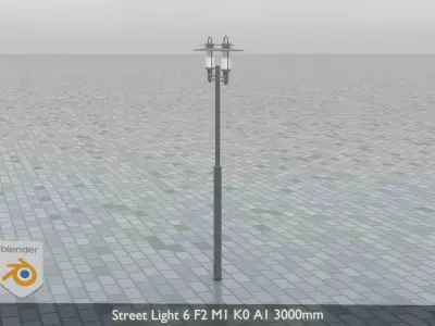 Street Light 6 F2 M1 K0 A1 3000mm Low-poly 3D model