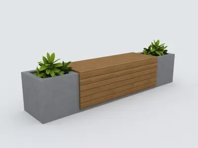 Modern Bench Street and Garden 6 3D model