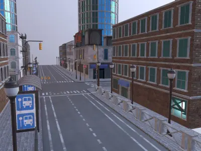 Game ready low poly modular city Low-poly 3D model