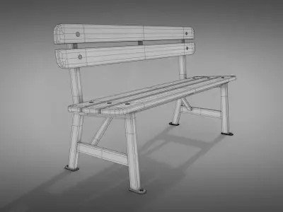 Bench wooden 3D model