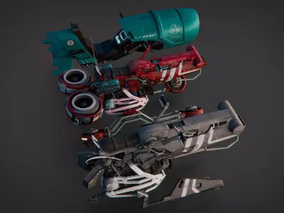 Sci-Fi Hover Bikes Pack - Production Ready 3D model
