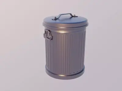 Old garbage bin Low-poly 3D model