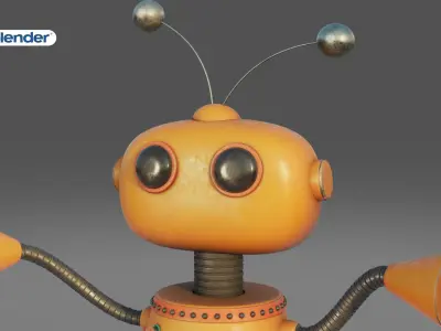 Cartoon Robot Rigged in Blender  Low-poly 3D model