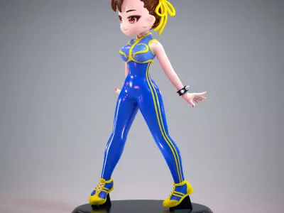 Mini Chun Li Alpha Outfit 01 - Street Fighter Game Figure 3D print model