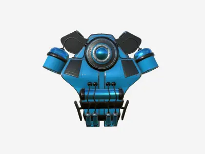SciFi Backpack B10 Blue - Fashion Character Design Low-poly 3D model