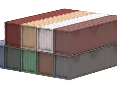 Set of 9 Shipping Containers different colors 3D model