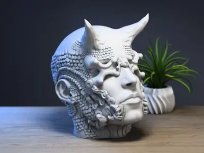 Demon human robot headphone Stand 3D print model