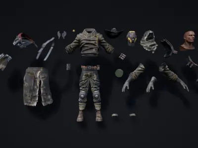 SCI-FI MERCENARY 03 HEAD HUNTER Low-poly 3D model