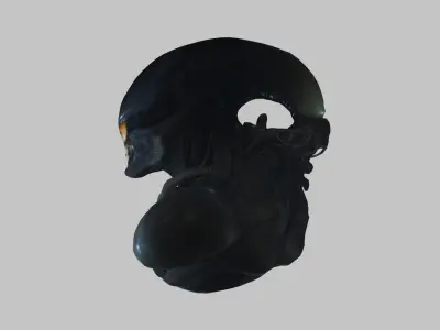 HR Giger Inspired Alien Xenomoprh Head Bust Low-poly 3D model