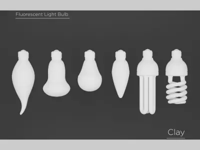 Fluorescent Light Bulb 3d model set 3D model