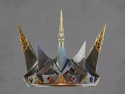 PBR material European iron crown middle mold three-level group 3D model