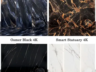 Marble 64 - Statuary-Portico Nero-Osmer Black-Barrisol Blue Texture