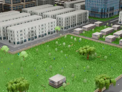 Fully Detailed City Low-poly 3D model