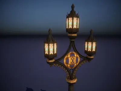Gothic Lamppost 001 Low-poly 3D model